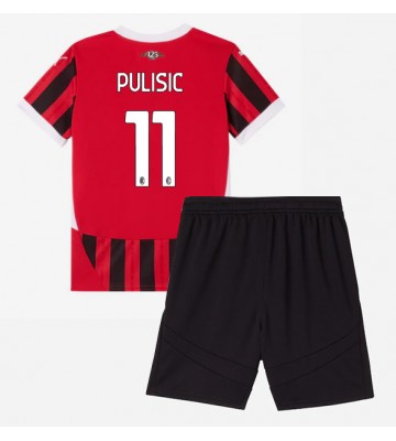 AC Milan Christian Pulisic #11 Hemmakläder Barn 2024-25 Kortärmad (+ Korta byxor)